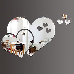 Creative DIY Modern Style 3D Heart Shaped <b>Acrylic</b> <b>Mirror</b> Wall Stickers for Home Living Room Mural Decoration - Product Image 1
