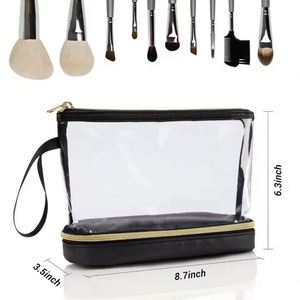 Portable PVC Makeup <b>Bag</b> Waterproof Double-layer <b>Clear</b> Cosmetic <b>Bag</b> Large Capacity Dry and Wet Separation <b>Toiletry</b> <b>Bag</b> - Product Image 5