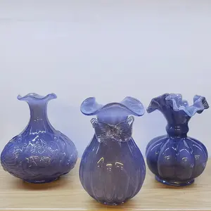 Paars Glas Vaas Heet Hydroponisch Interieur Ornamenten Handgemaakte Kleurrijke Bloem Chinese Glazen Vaas
