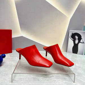 Escarpins Valentino pour femmes à bout carré en cuir, talon aiguille, imperméables, respirants, antidérapants, jetables, été-printemps - Product Image 5