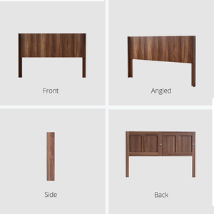 Wood <strong>Headboard</strong> <strong>Queen</strong> Size, 64.4" Wide Wooden <strong>Queen</strong> <strong>Headboard</strong> Only, Wall Mounted Fluted Panel, Wingback Boho <strong>Headboards</strong>, Walnut - Product Image 6