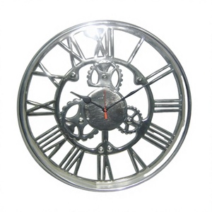 Reloj de pared de aluminio fundido con patrones de números románicos, reloj decorativo de buena calidad, superventas, reloj de plata montado en Interior - Product Image 1