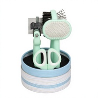 Produits de toilettage pour animaux, kit de toilettage pour animaux 5 en 1 auto-nettoyant, brosse démêlante, peigne démêlant, coupe-ongles, toilettage portable pour chiens et chats