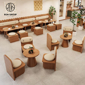 Juego de Muebles de Restaurante Cuadrados de Cuero y Madera para Cafetería, Pizzería, McDonald's, Personalizados en China, con Bancos, Sillas y Mesas - Product Image 2