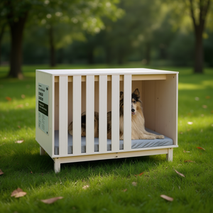 Casa para Perros Medianos, Blanca, de Madera de Pino Sólido, Mueble Resistente para Mascotas, Interior, para Todas las Estaciones - Product Image 2