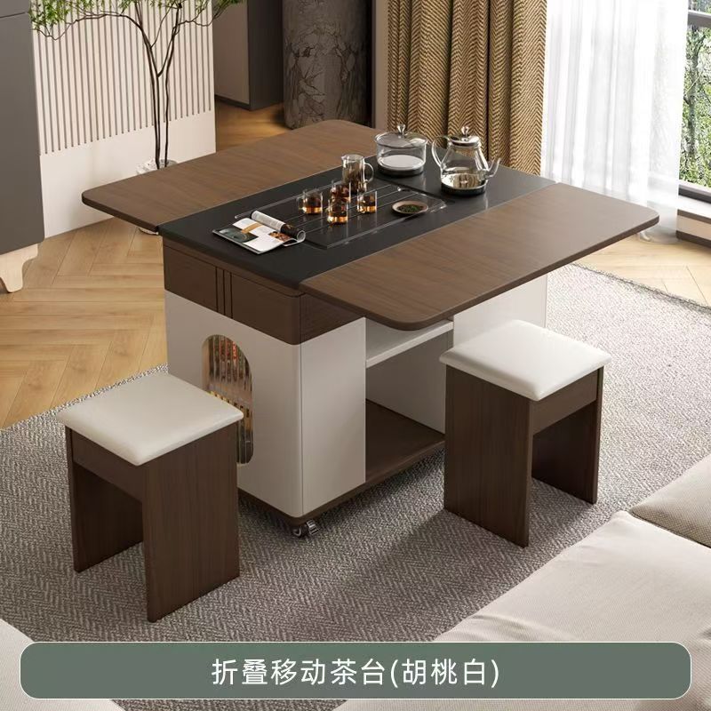 Walnut and white [with 2 stools]