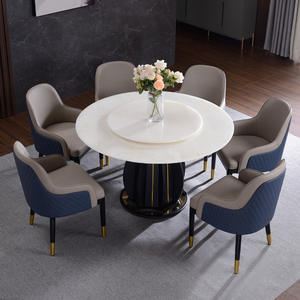 Piccolo tavolo da pranzo rotondo con centro rotante Set da pranzo moderno con 6 sedie tavolo da pranzo in marmo Set 4 sedie - Product Image 3