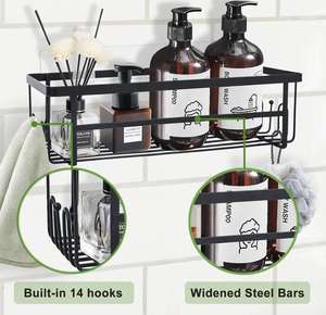 Modern Stainless Steel <strong>Shower</strong> Organizer Soap Holder No Drilling Wall Mounted <strong>Shower</strong> Rack 4 Traceless Adhesive Hooks Bathroom - Product Image 3