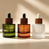 Flacon compte-gouttes marron en verre givré vert pour sérum essentiel, 15 ml, 30 ml, 50 ml, pour emballage de produits de soin