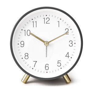 Réveil de luxe noir de 4 pouces avec cadre métallique et mouvement silencieux pour chambre à coucher - Product Image 1