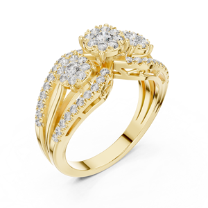Elegante Anillo de Diamantes Dorado para Mujer, Joyería Clásica Brillante para Boda, Compromiso, Uso Diario, Regalo - Product Image 2