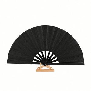 Éventail en bambou et plastique écologique de 33 cm, motif Kung Fu Tai Chi, doré scintillant, pour la danse carrée et le fitness en studio - Product Image 2