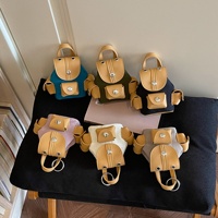 Gantungan Tas Mini Backpack Model Snap Button dengan Penutup Kulit, Carabiner, Klip Pinggang, Gantungan Kunci, Multi Kantong, Gaya Vintage, Custom
