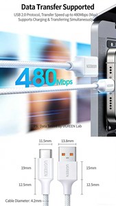 Câble de charge rapide et de synchronisation de données USB-A vers USB-C UGREEN, compatible CarPlay - Product Image 4