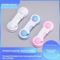 Verrous de sécurité pour enfants et loquets de porte d'armoire pour tiroirs, toilettes, réfrigérateurs - Protection de sécurité pour bébés (Modèle A1121 Bleu/Rose/Blanc)