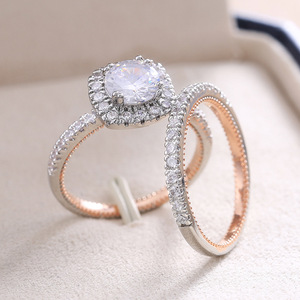 Set di Anelli Bicolore con Zirconia Cubica per Donne, Anelli Impilabili alla Moda - Product Image 6