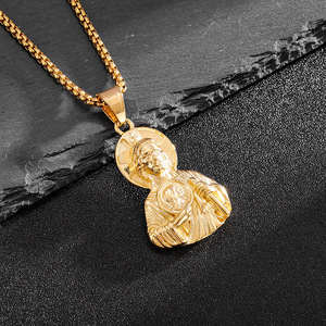 Collar con Colgante de Acero Inoxidable yunnique para Hombre, Chapado en Oro, Diseño de Figura Religiosa de Medio Cuerpo, Joyería de Regalo - Product Image 2