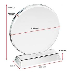 Trofeo in Vetro Lavorato Rotondo da 160mm con Base da 19mm, Targhe Stampate UV per Premi, Fiere e Regali di Benvenuto - Product Image 2