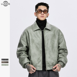 Chaquetas de Cuero Estilo Americano Vintage <span class=keywords><strong>para</strong></span> <span class=keywords><strong>Hombre</strong></span>, Moda de Invierno, Corte Holgado Informal, Tallas Grandes, Prendas de Abrigo de Alta Calidad - Product Image 5
