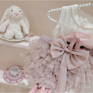 Girls Tutu Skirt And Pants Set Mesh Cake Skirt With Bow Cute Vest Shorts Two Piece Childrens Outfits - Product Image 3