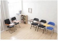 Chaises de bureau pliantes en cuir pour réunions, chaise de conférence empilable, chaise de formation empilable avec tablette d'écriture et avec espace de rangement