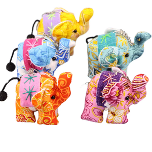 Porte-clés Animal en peluche jouets sac pendentif porte-clés éléphant porte-clés en peluche Thai tissu Art éléphant porte-clés broderie éléphant - Product Image 1