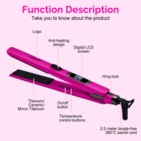 Lisseur électrique professionnel OEM ODM à vibrations 480F avec écran LCD et affichage de la température, portable