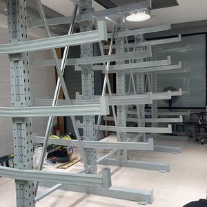 Directo de fábrica, aleación de aluminio y acero, perfiles de estante en voladizo de <span class=keywords><strong>doble</strong></span> cara individuales, estante de tablero de madera, estantes apilables, uso en almacén - Product Image 4