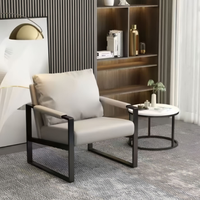 Moderner Chesterfield Einzel-Leder-Chaiselongue-Sessel mit Metallbeinen für das Wohnzimmer
