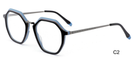 Vente en gros de lunettes optiques unisexes de haute qualité, style tendance, design polygonal, en acétate et métal, fabriquées à la main