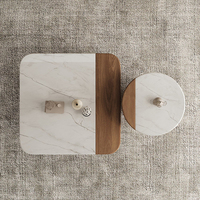 Table basse moderne en marbre pour salon, style Wabi-sabi haut de gamme, table basse design en bois de noyer, ensemble de tables basses carrées