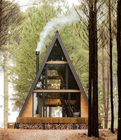 Kit de maison préfabriquée en acier léger en forme de A, maisonnette en acier pour le camping, les vacances et l'utilisation en extérieur, maison conteneur