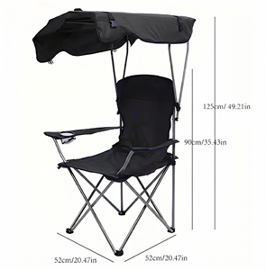 Chaise de camping pliable portable, chaise de jardin d'extérieur avec poche de rangement, porte-gobelet, siège en tissu, structure en acier - Product Image 1