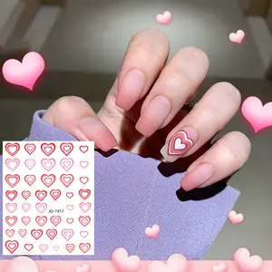 Adesivi a forma di cuore di design di marca di alta qualità all'ingrosso nail art stich san valentino love adesivi per unghie a forma di cuore