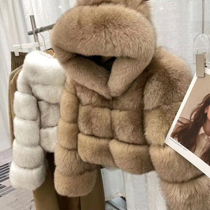 Çilek kadın kış doğal renk gerçek gümüş tilki kürk ceket kırmızı tilki sıcak moda deri ceket - Product Image 2