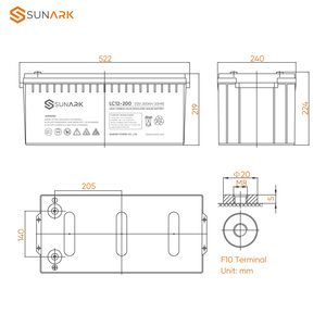 Sunark <span class=keywords><strong>12V</strong></span> 리드 카본 배터리 수명이 긴 200Ah <span class=keywords><strong>100Ah</strong></span> 260Ah 딥 사이클 납산 배터리 - Product Image 2
