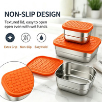 Saladedressingcontainers Vierkant Stapelbaar BPA-vrij Roestvrijstalen lunchboxen Siliconen deksels Herbruikbaar Klein Draagbaar voor school