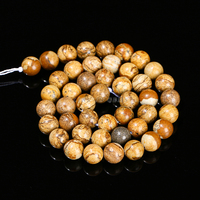 Perles de jaspe naturel polies à motif paysager brun, en stock local, livraison en 3 à 7 jours
