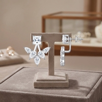 Boucles d'oreilles pendantes avant-arrière en argent sterling 925 avec moissanite taille princesse et taille poire pour femme, couleur D, pureté VVS1