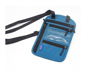 Fábrica al por mayor ajustable viaje cuello pasaporte titular bolsa transpirable tela de nailon RFID bloqueo viaje cuello cartera - Product Image 4
