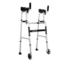 Béquilles en alliage d'aluminium avec roues pour les personnes handicapées, aide à la rééducation à la marche, aide à la traction des bras et à la marche