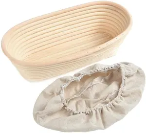 Juego de cesta ovalada de 8,5 pulgadas para pan, cuenco para hornear, regalos de masa, cesta de mimbre a prueba de pan