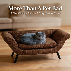 Sofa Bed Hewan Peliharaan Modern Mewah untuk Anjing dan Kucing Kecil, Furnitur Sofa Dalam Ruangan Berbahan Kain Lembut dengan Bantal - Product Image 3