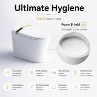 WC intelligent électrique avec bidet intégré, siège chauffant, télécommande, chasse d'eau à jet siphonique, design monobloc, fixation au sol, drainage en S