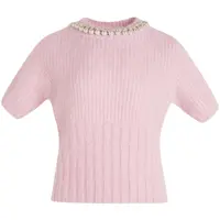Custom 2022 Summer Round neck short sleeve mink cashmere short knit for Women's T-shirt
