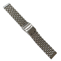 Bracelet de montre en acier inoxydable brillant à 7 maillons, à dégagement rapide, couleur unie