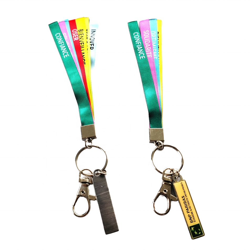 Custom Logo New Key Chain Carabiner Lanyard Satin Short Hand Wrist Phone Strap Backpack Pendant Lanyard