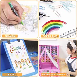 Juego de Papelería Educativa de Plástico ABS de 208 Piezas, Juego de Pinceles para Pintar con Agua, Lápices de Colores, Crayones, Juguetes de Dibujo Artístico - Product Image 4