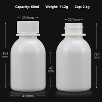 Bouteille en plastique hdpe blanc à bouche étroite de 1oz 2oz 3.3oz, bouteille d'emballage de sirop de médicament contre la toux avec bouchon antivol pour enfant