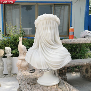 YOUFINE - <span class=keywords><strong>Escultura</strong></span> de Cabeza Femenina de Diseño Clásico para Decoración del Hogar, Colección de Arte, Galería, Busto de Dama Velada en Mármol Blanco - Product Image 4